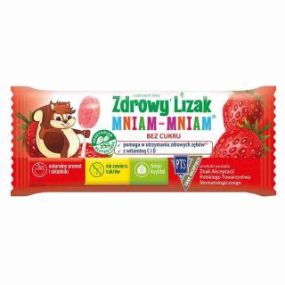 18858 Zdrowy Lizak Mniam-Mniam o smaku truskawkowym Starpharma, 6g (płaski). Zdrowy Lizak