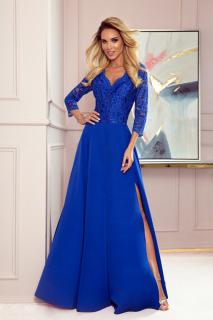 309-2 AMBER elegancka koronkowa długa suknia z dekoltem - CHABROWA Numoco