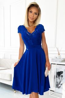 381-3 LINDA - szyfonowa sukienka z koronkowym dekoltem - CHABROWA Numoco
