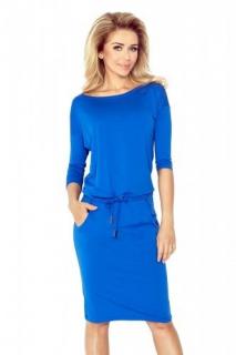 angel24 17508 Sportowa sukienka z rękawkiem 3/4 - niebieska,wysokiej jakości polska wiskoza - nie mechacąca się