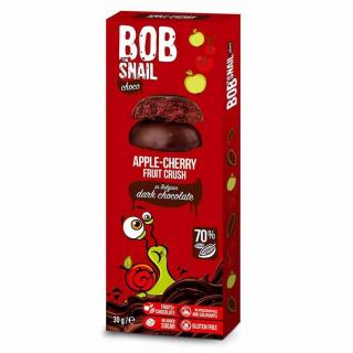 Przekąska jabłkowo-wiśniowa w ciemnej czekoladzie Bob Snail 30g. Bob Snail