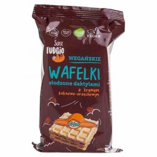 Wafelki słodzone daktylami z kremem kakaowo-orzechowym Super Fudgio BIO 120g. Super Fudgio