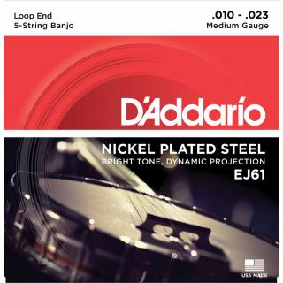 D'Addario Banjo (10-23) Nickel 5 String