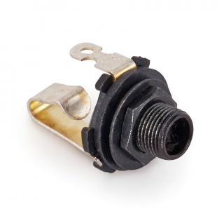Gniazdo Montażowe MEC Jack Mono 6.3 mm Czarny
