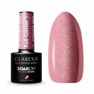 CLARESA FULL GLITTER 5 LAKIER HYBRYDOWY CIEMNE RÓŻOWE ZŁOTO ROSE GOLD 5 g