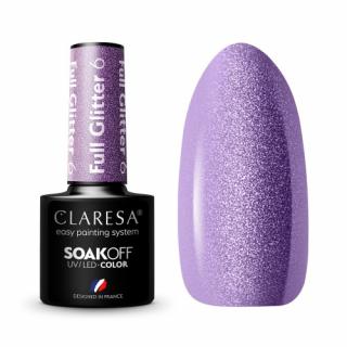 CLARESA FULL GLITTER 6 LAKIER HYBRYDOWY FIOLET Z BROKATEM 5 G