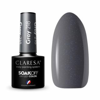 CLARESA GRAY 218 LAKIER HYBRYDOWY CIEMNY SZARY Z BROKATEM 5 G