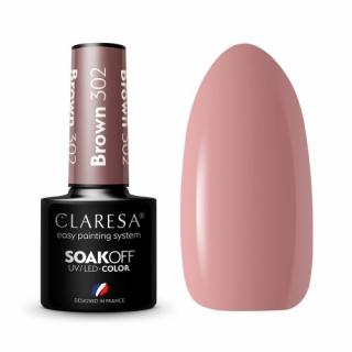 CLARESA LAKIER HYBRYDOWY DO PAZNOKCI UV/LED BRĄZOWY RÓŻ 302 BROWN 5G