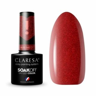 CLARESA LAKIER HYBRYDOWY DO PAZNOKCI UV/LED CZERWIEŃ BROKAT 7 KISS ME 5G