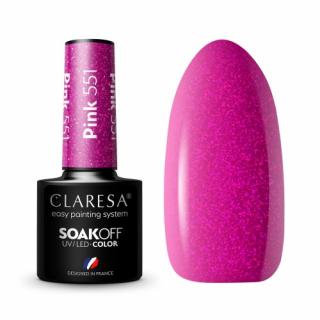 CLARESA PINK 551 LAKIER HYBRYDOWY DO PAZNOKCI RÓŻOWY Z BROKATEM 5 G