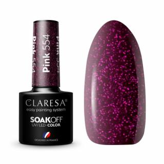 CLARESA PINK 554 LAKIER HYBRYDOWY DO PAZNOKCI CIEMNY RÓŻ Z BROKATEM 5 G