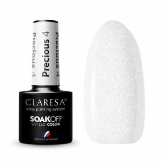 CLARESA PRECIOUS PS4 LAKIER HYBRYDOWY BIAŁA PERŁA Z BROKATEM 5 G