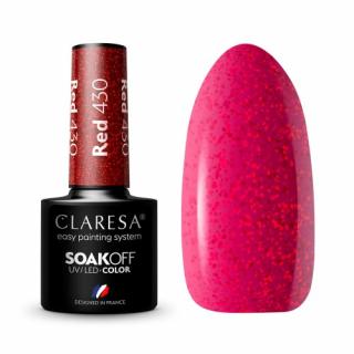 CLARESA RED 430 LAKIER HYBRYDOWY CZERWONY Z BROKATEM 5 G