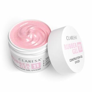 CLARESA RUBBER GEL 11 ŻEL BUDUJĄCY SAMOPOZIOMUJĄCY RÓŻ BROKAT 12 G