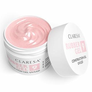 CLARESA RUBBER GEL 9 RÓŻOWY NUDE Z DROBINKAMI ŻEL BUDUJĄCY SAMOPOZIOMUJĄCY 12 G