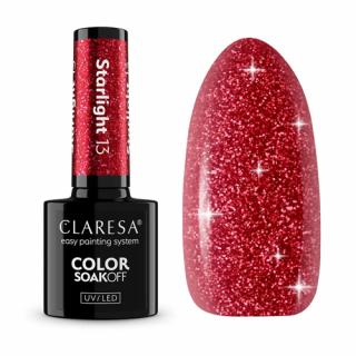 CLARESA STARLIGHT 13 LAKIER HYBRYDOWY CZERWONY BROKAT EFEKT FLASH 5 G