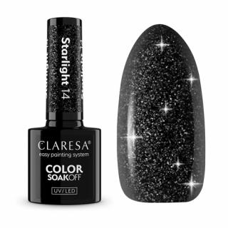 CLARESA STARLIGHT 14 LAKIER HYBRYDOWY CZARNY BROKAT EFEKT FLASH 5 G