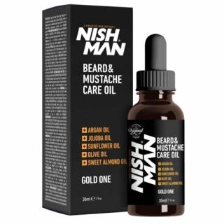 NISHMAN OLEJEK DO BRODY I WĄSÓW GOLD ONE OLEJEK JOJOBA ARGANOWY MIGDAŁOWY 30ML