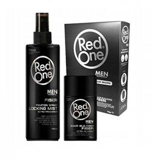 REDONE HAIR BUILDING FIBER ZESTAW BRĄZOWY 100 ML +12 G  (UTRWALACZ PLUS PUDER)