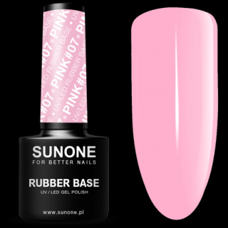 SUNONE BAZA KAUCZUKOWA RÓŻOWA PÓŁTRANSPARENTNA RUBBER BASE PINK #07 UV/LED 5G