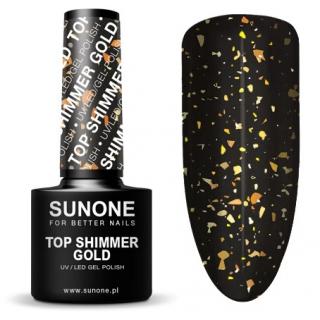 SUNONE TOP HYBRYDOWY NA LAKIER SHIMMER GOLD ZŁOTE DROBINKI UV/LED 5G