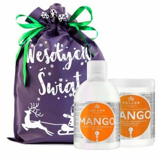 ZESTAW PREZENTOWY KALLOS MANGO SZAMPON + MASKA | 2X1000ML + WOREK ŚWIĄTECZNY