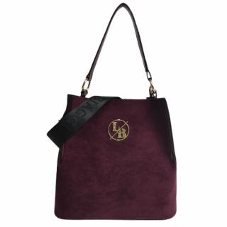 Torebka shopper Laura Biaggi listonoszka bordowa zamszowa na ramię