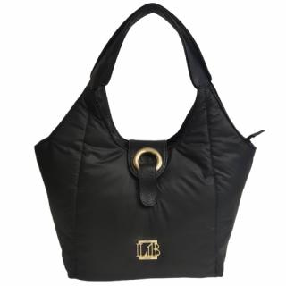 Torebka shopper Laura Biaggi Torba czarna pikowana na ramię A4