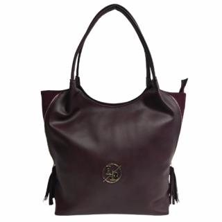 Torebka shopper Laura Biaggi torba na ramię bordowa klasyczna
