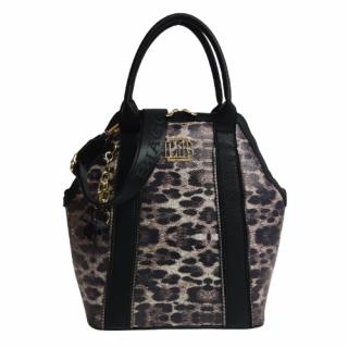 Torebka shopper listonoszka Laura Biaggi czarna brązowa A4