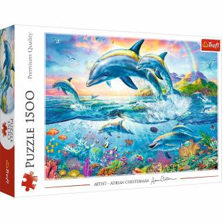 Puzzle 1500 elementów Rodzina delfinów