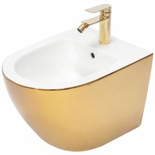 Bidet podwieszany Rea Carlo Mini Gold White 49,5 x 32,5 cm