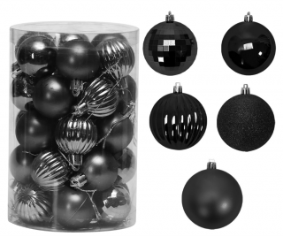 BOMBKI CHOINKOWE CZARNE 34 SZT SYSD1688-033