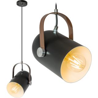 Lampa sufitowa rzutnik loft metal czarna z paskiem