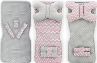 Mata do wózka dwustronna 4w1 Pink/Grey ZigZag