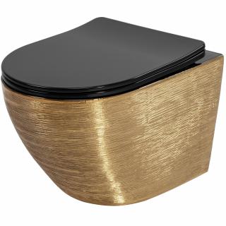 Misa WC wisząca Carlo Mini Rimless Flat czarna złota szczotkowana