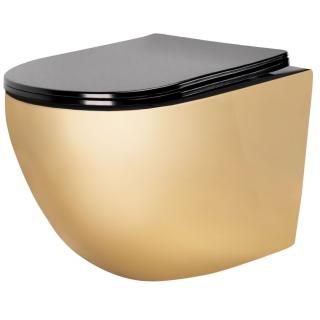 Misa WC wisząca Carlo Mini Rimless Flat Gold Black