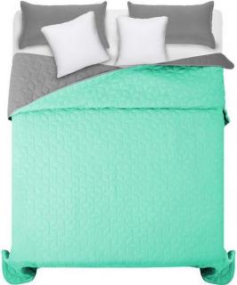 Narzuta dwustronna pikowana Diamante Mint / L.Grey