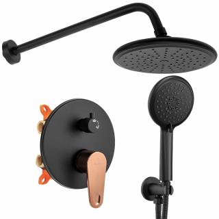 Podtynkowy Zestaw natryskowy z BOXEM Rea Mild Black / Rose Gold