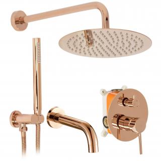 Podtynkowy Zestaw wannowo-prysznicowy z BOXEM Rea Lungo Rose Gold