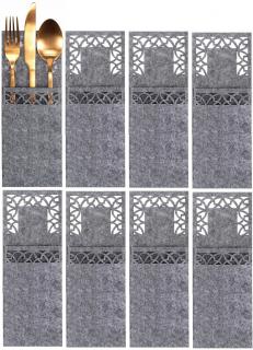Pokrowiec na sztućce Świateczny 8szt KF357 Grey