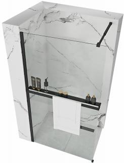 Ścianka prysznicowa z półką i wieszakiem EVO Rea Aero Black Mat 100 cm
