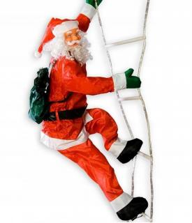 Święty Mikołaj 190cm na świecącej drabinie led