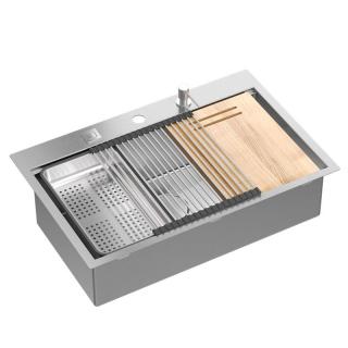 Zlewozmywak stalowy Quadron Burt 110 Workstation Nikiel 76 x 49 cm