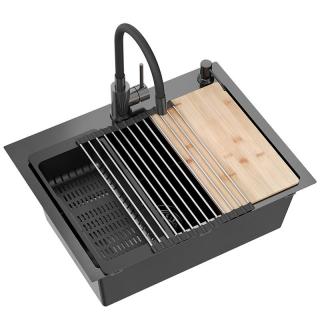 Zlewozmywak stalowy Quadron LUKE 110 Workstation Czarny 58 x 45 cm