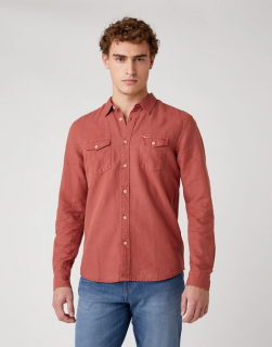 Koszula Męska Wrangler Ls 2 Pkt Flap Shirt Barn Red W5A5LOXER