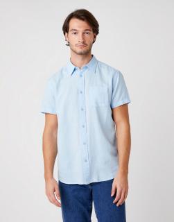 Koszula Męska Wrangler Ss 1 Pkt Shirt Cerulean Blue W5J7LOXVT