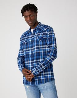 Koszula Męska Wrangler Western Shirt In Limoges Blue W5A03TX50