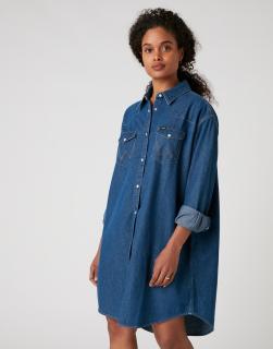 Sukienka Wrangler Denim Western Dress Mid Indigo W9P6LWX8E