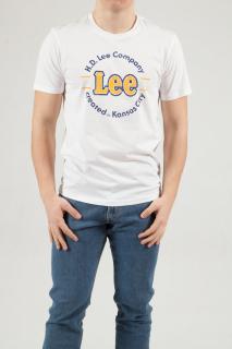 T-shirt Męski Lee Kansas Circle Tee Bright White L62CFQLJ
